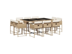Conjunto de 11 Jantar para Jardim com Almofadões Vime Pe Bege MAISON EXCLUSIVE