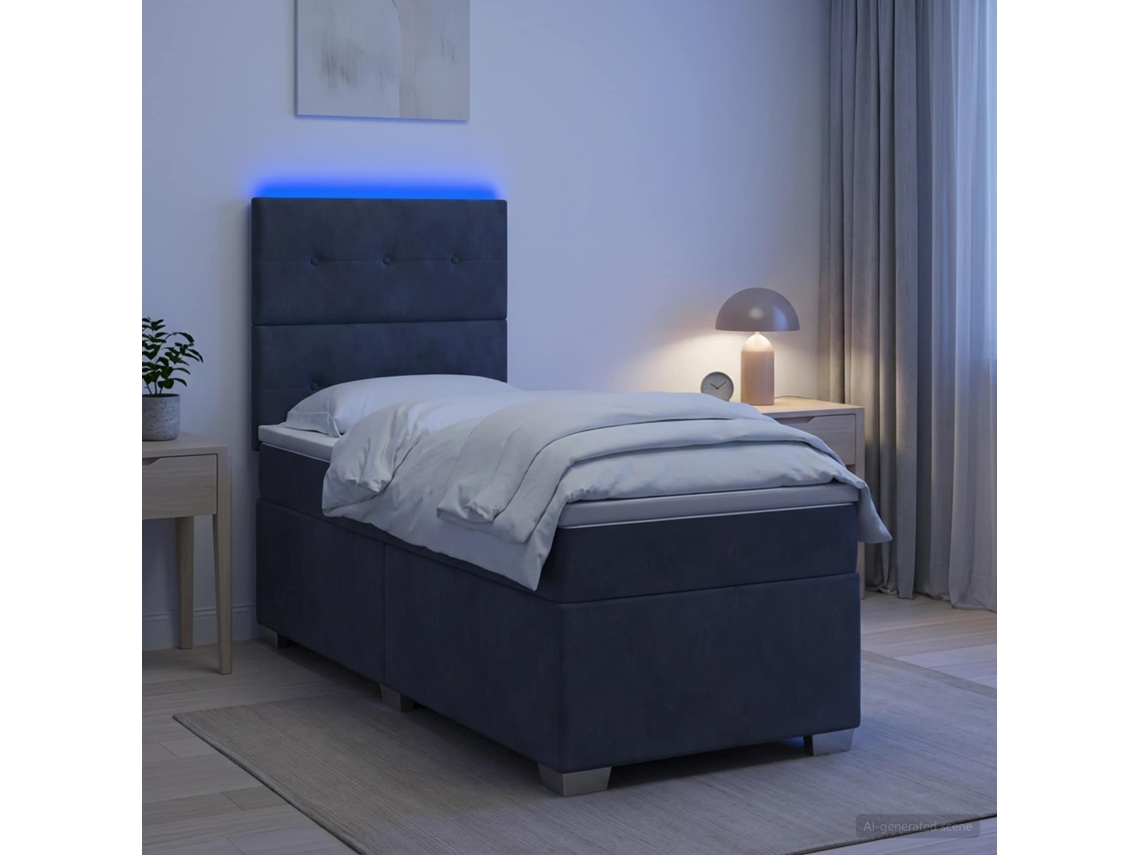 Vidaxl Cama Box Spring Com Colchão Cinzento-escuro 100 X 200 Cm Veludo