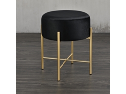 Banco Redondo [EN.CASA] Kungälv Preto/Efeito latão (Poliéster, metal - 44 x 35 cm)