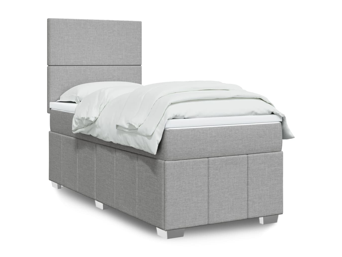 Vidaxl Cama Com Molas/colchão 100x200 Cm Tecido Cinzento-claro