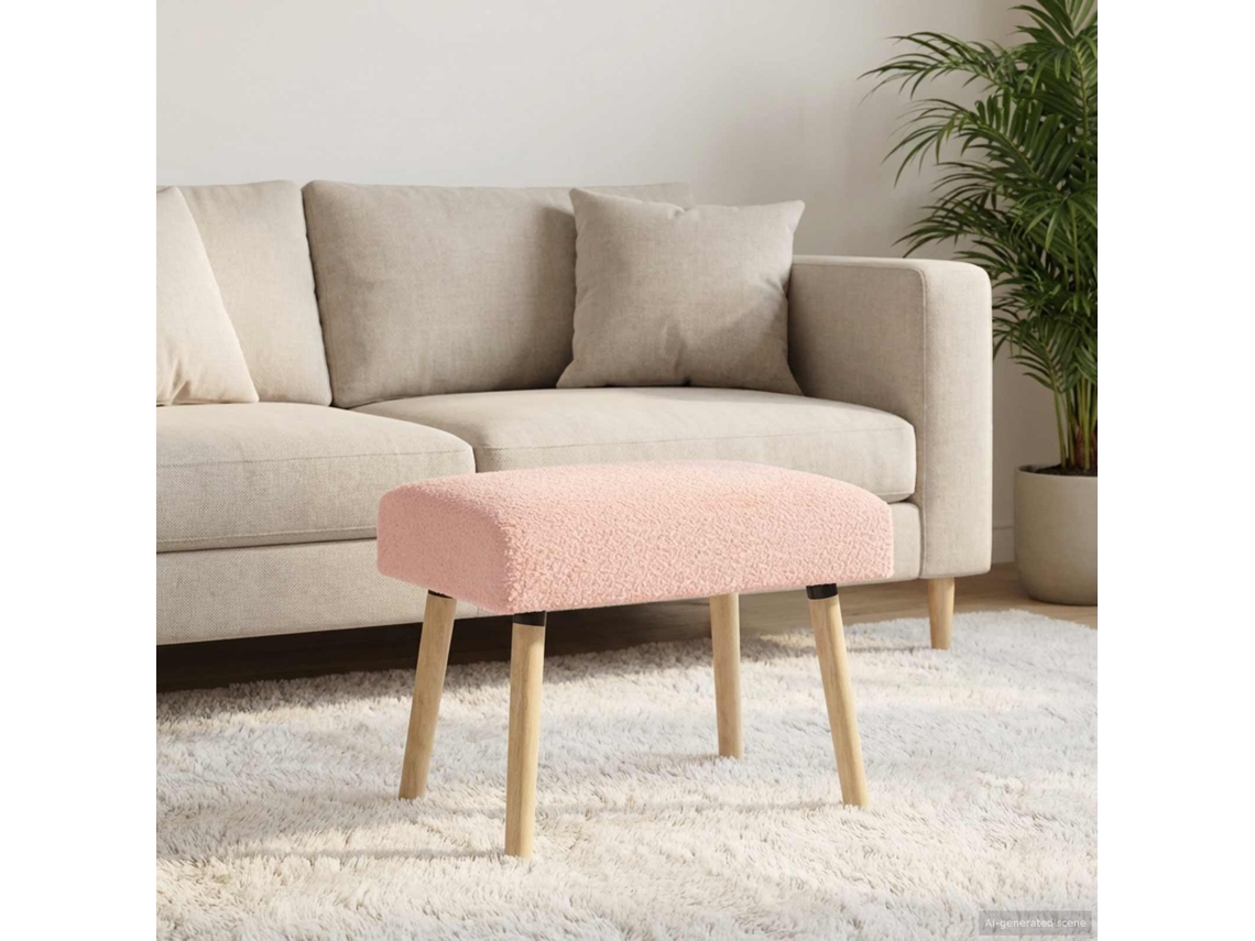Vidaxl Banco Liso Rosa 60 X 40 X 45 Cm Bouclé