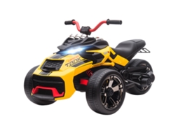 Triciclo Elétrico Infantil Reverso (bateria, Mp3, Buzina, 2 Velocidades, Led, 3 8 Anos, Amarelo)