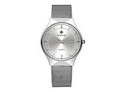 Relógio de pulso masculino Wwoor, aço inoxidável, resistente à água (mostrador branco)