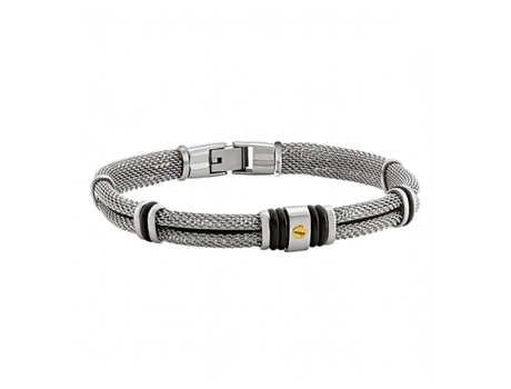 Bracelete Para Homem Jourdan Kirk Aço Borracha Dourado Branco 20 Cm