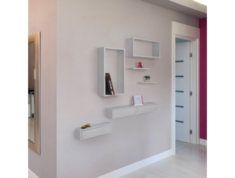 Prateleira de parede de design moderno com 2 gavetas Domino