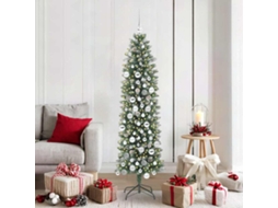 Vidaxl Árvore Slim De Natal Artificial Verde E Branco 180 Cm