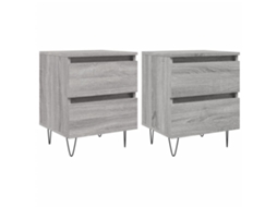 Bedside Cabinet, Bedside Cabinets Vidaxl Cinzeto Madeira Processada (n/a)