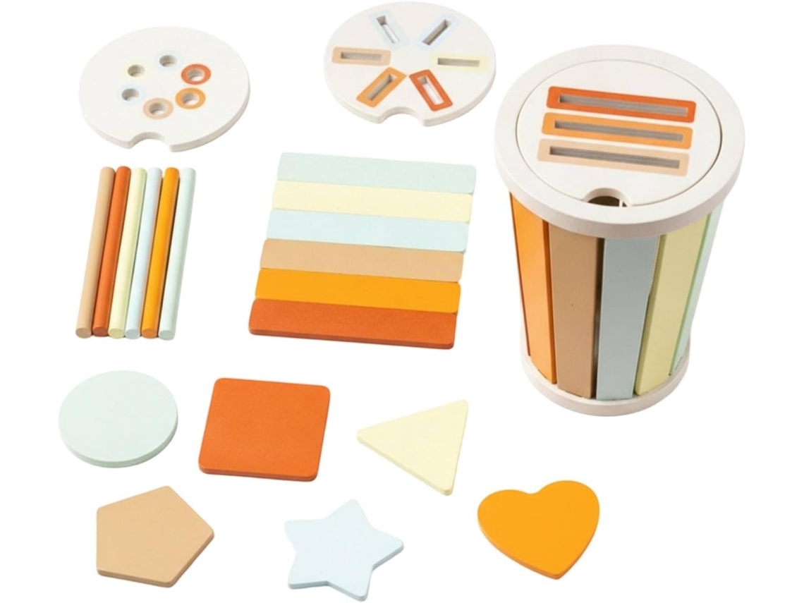 Cubo De Madeira Educativo Para Classificação Cores, Com Peças