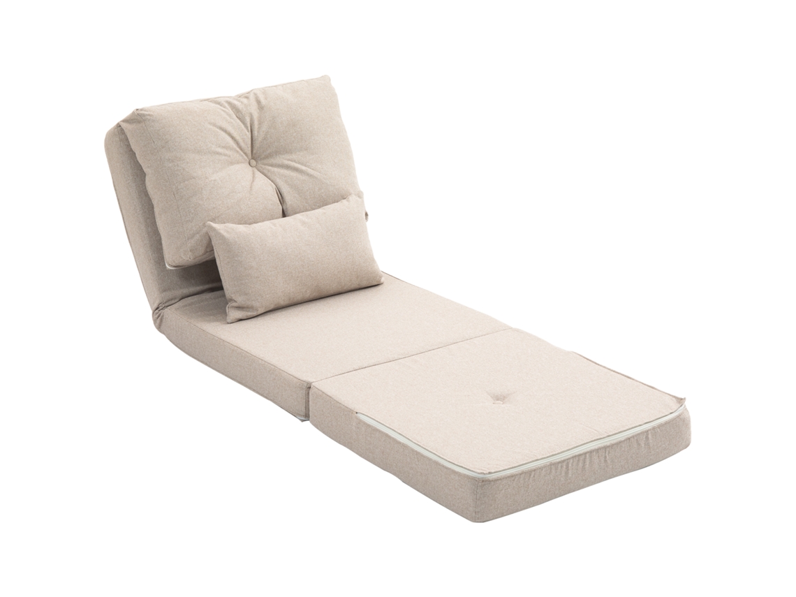 Com 1 Almofada E Encosto Ajustável Sofá Cama Bege Conversível De 1 Lugar