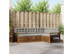Vidaxl Conjunto De Sofás Para Exterior 4 Pcs Cinza Natural E Claro
