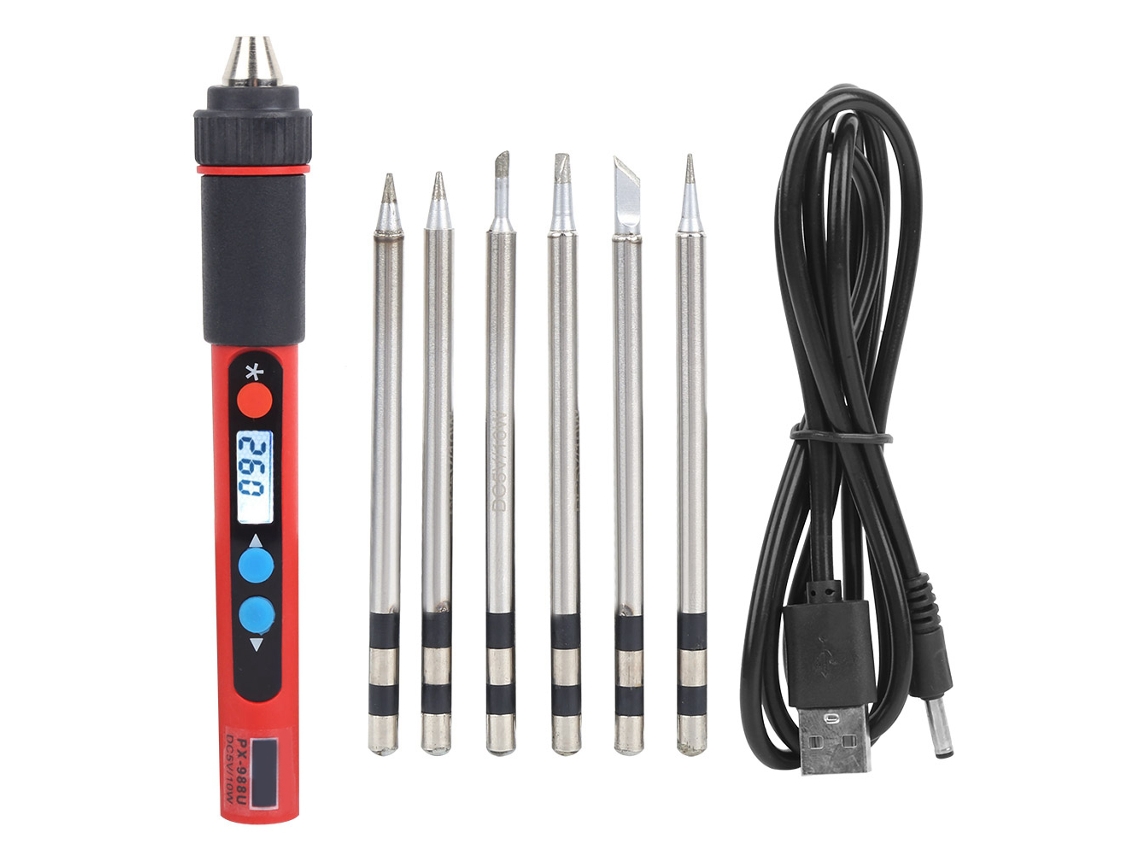 Soldador De Soldadura Usb 5v Portátil Com 6 Pontas Para Reparação E Soldadura