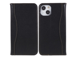 Fierre Shann Capa Em Couro Genuíno Magnético Com Suporte Para Apple Iphone 14 Plus - Preto