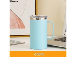 Caneca de Café em Aço Inoxidável 304 , 650 Ml, com Alça e Tampa, Garrafa de Água com Isolamento de Parede Dupla. MDUG (azul)