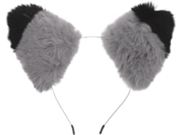 Tiara De Orelhas De Raposa De Pelúcia Cinza E Preta, Tiara Flexível Para Mulheres, Acessório.