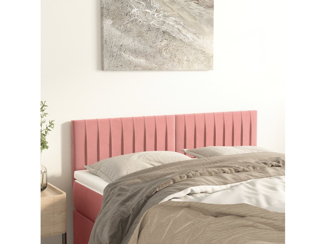 Cabecero de terciopelo de 2 piezas 72x5x78/88 cm rosa