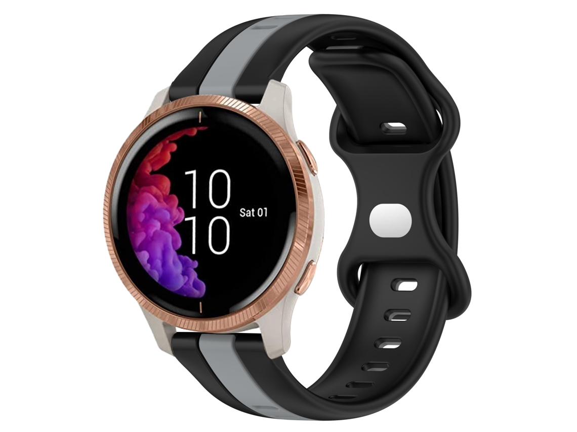 Bracelete de Smartwatch para Garmin Venu 20mm Fivela Borboleta de Silicone de Duas Cores (Preto + Cinza)