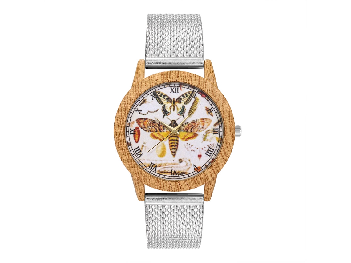 Reloj De Cuarzo Unisex Con Correa De Malla De Acero Moda Pulsera Redondo Plata