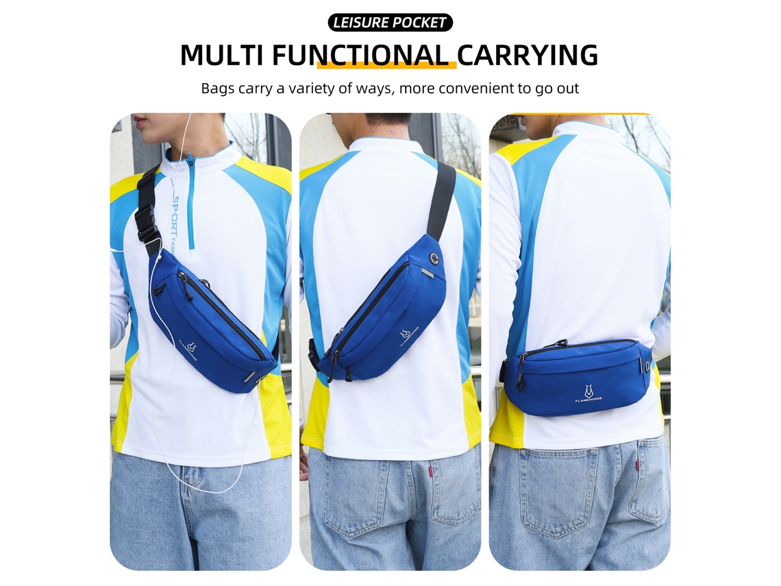 Bolsa de cintura impermeável Oxford com furo para fones, corrida e trekking S/MARCA
