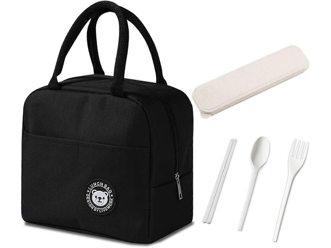 Bolsa Térmica Preta para Almoço, À Prova D'água e de Vazamentos, Bolsa Térmica Reutilizável e Dobrável. GOKOCO