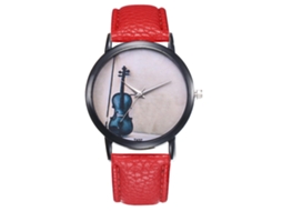 Relógio masculino ultrafino, analógico e simples, com movimento de quartzo e pulseira de PU (vermelho)