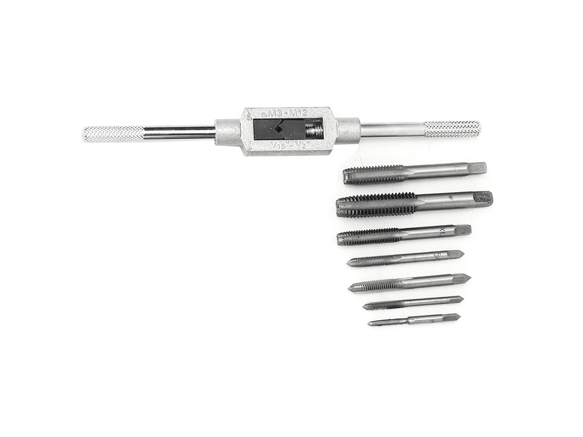 Conjunto De Taps Laxiscreed Com Chave Ajustável Para Parafusos M3 A M12 De Alta Precisão