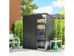 Galpão Metálico Para Jardim De 1,37 M² Com Telhado De Inclinação Única, Porta Corrediça, Sistema De Ventilação E Luvas Para Instalação Simplificada