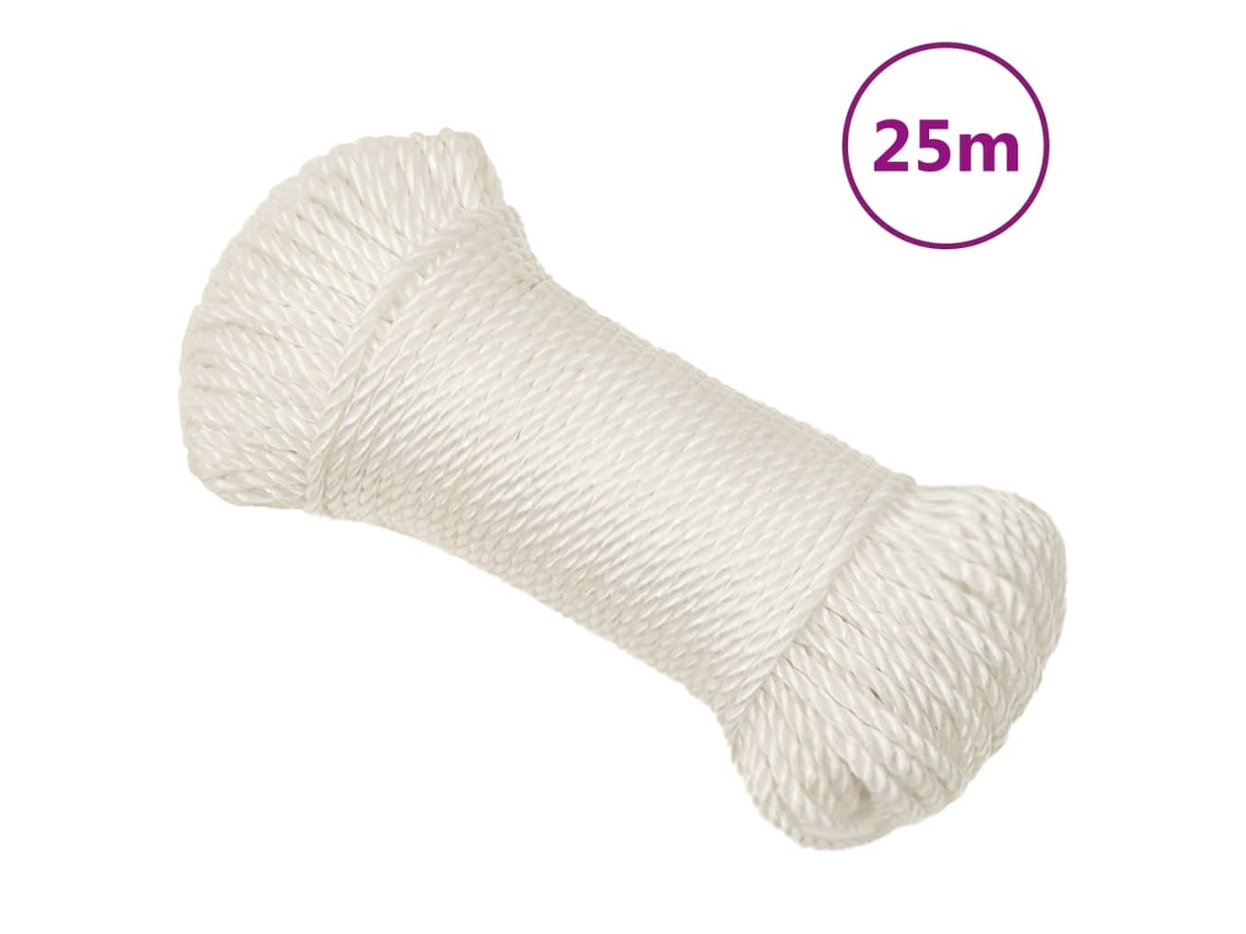 Vidaxl Corda De Trabalho 3 Mm 25 M Polipropileno Branco