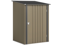 Casa de Jardim em Aço Galvanizado com porta 100x104x160cm marrom e cinza escuro BTFORUS