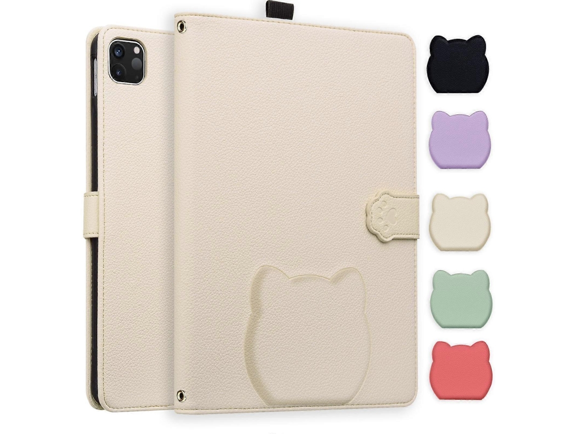 Capa de couro com estampa de gato e lichia Webake para tablet inteligente