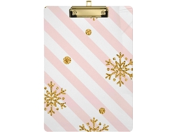 Porta documentos Dourado de Natal com Prancheta e Placa Rígida para Enfermeiras. 31,8 X 22,9 0,3 Cm
