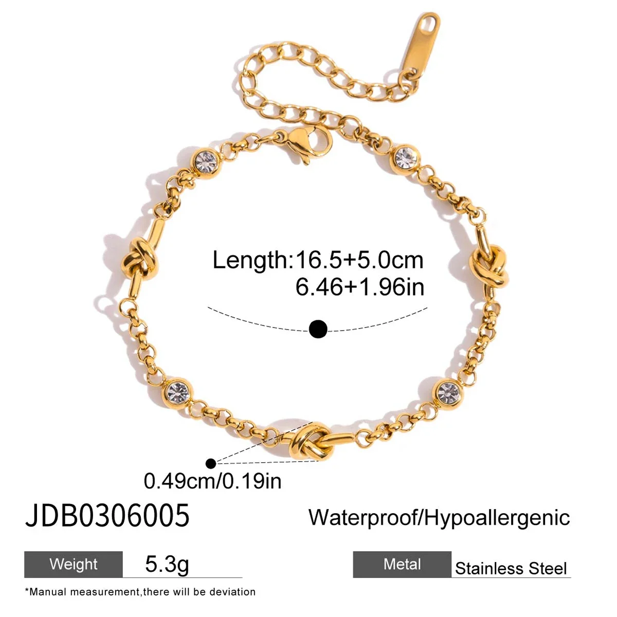 Pulseira Vazada Com Strass E Banho De Ouro Em Aço Inoxidável