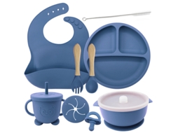 Faqueiro Infantil Em Silicone, Conjunto Para Bebé Com 7 Peças Azul-escuro Panoona