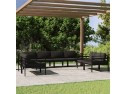Vidaxl 8 Pcs Conjunto Lounge Jardim Com Almofadões Alumínio Antracite