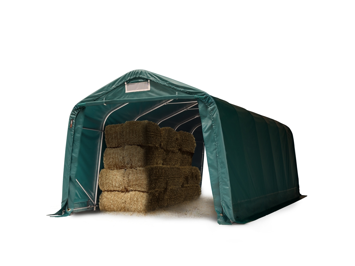 Tenda Robusta Para Forragem 3,3x7,2 M Lona Extremamente Resistente Pvc 2300n Para Pisos De Betão, Verde Toolport