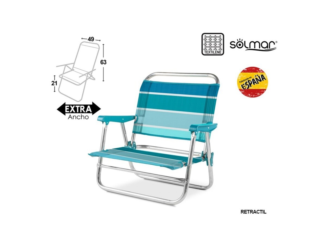 Cadeira De Praia Baixa De Alumínio Reforçada Alexa Riscas Costa Azul Solmar Bestway