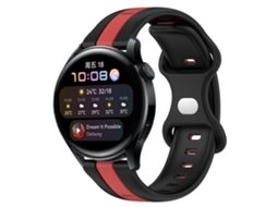 Bracelete de Smartwatch para Huawei Watch 3 20mm Fivela Borboleta de silicone de duas cores (preto + vermelho)