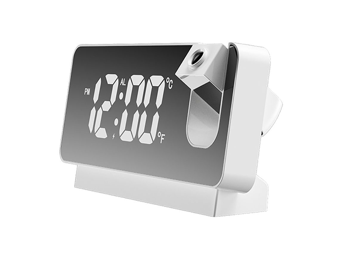 Relógio despertador digital com projeção USB tela grande silencioso luminoso para quarto branco S/MARCA