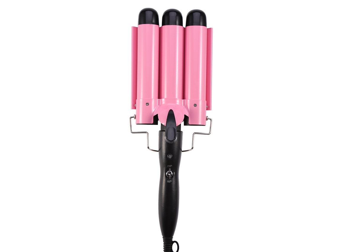 Prancha de ondas de cerâmica turmalina 2026 com temperatura ajustável e tubo triplo para cabelo (32 mm)