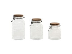 Conjunto De 3 Potes Home Esprit Transparente Natural 950 Ml 1,2 L 3 Peças