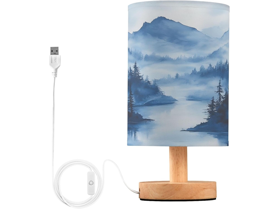 Abajur De Cabeceira Com Tema Montanhas, Com Porta Usb, Sem Necessidade De Lâmpada, Luz Led Quente Para Quarto, Sala De