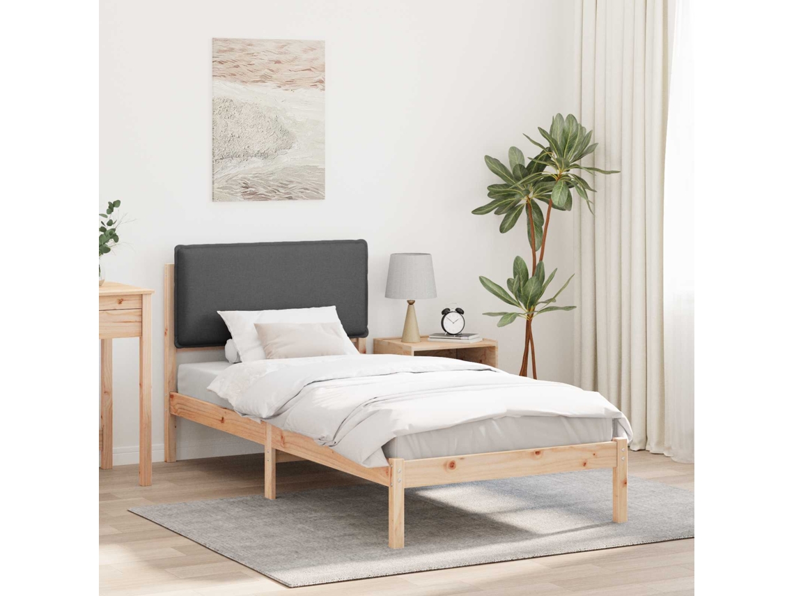 Vidaxl Estrutura de Cama com Cabeceira Estofada Marrom e Cinza Escuro