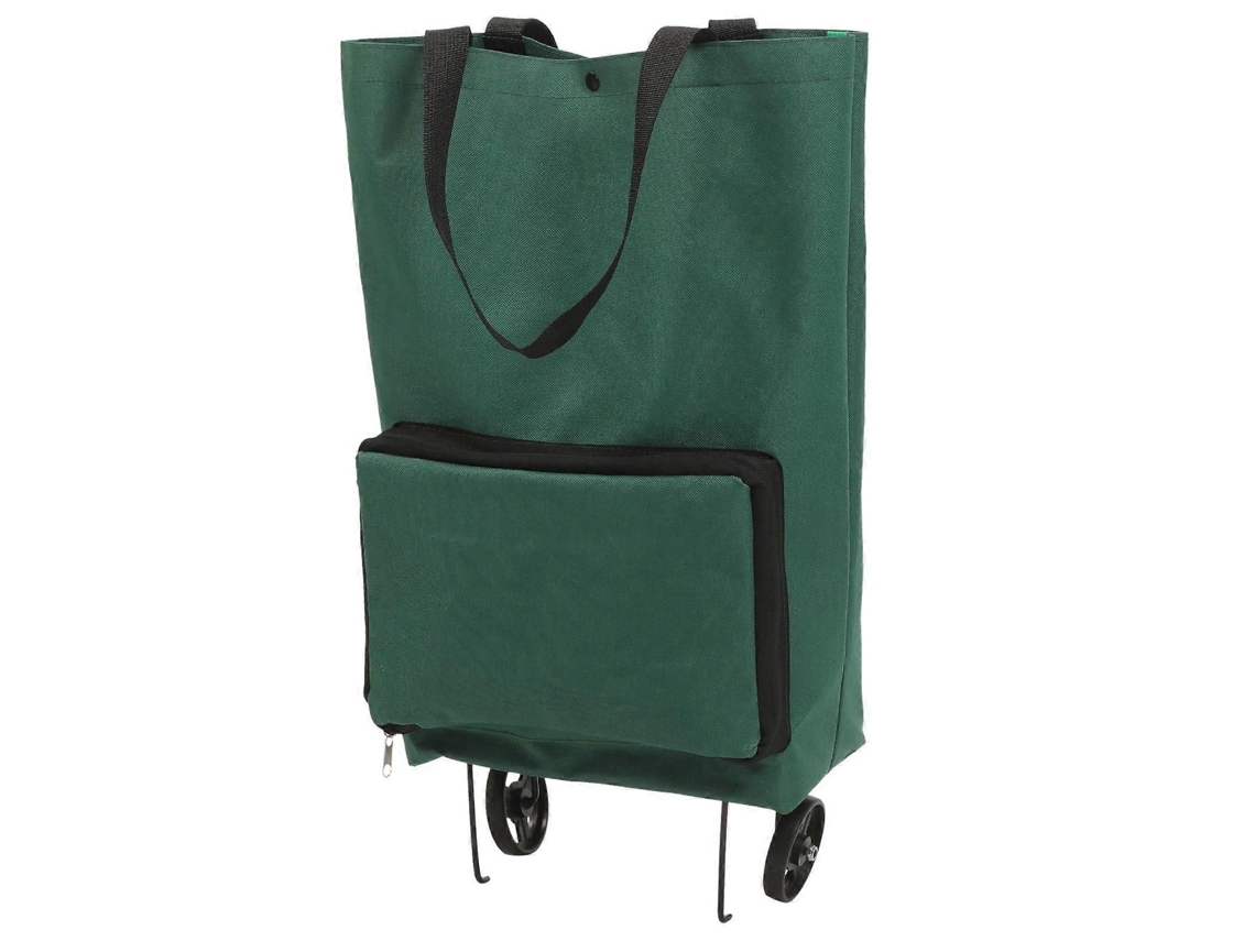 Carrinho De Compras Dobrável Com Rodas, Grande Capacidade, Para Compras, Formato Retangular, Verde, 48,00 X 28,00 X 18,00 Cm, Pacote Com 1 Unidade.