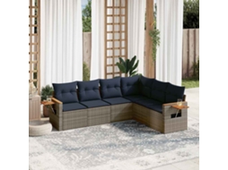 Vidaxl 6 Pcs Conjunto Sofás P/ Jardim C/ Almofadões Vime Pe Cinzento
