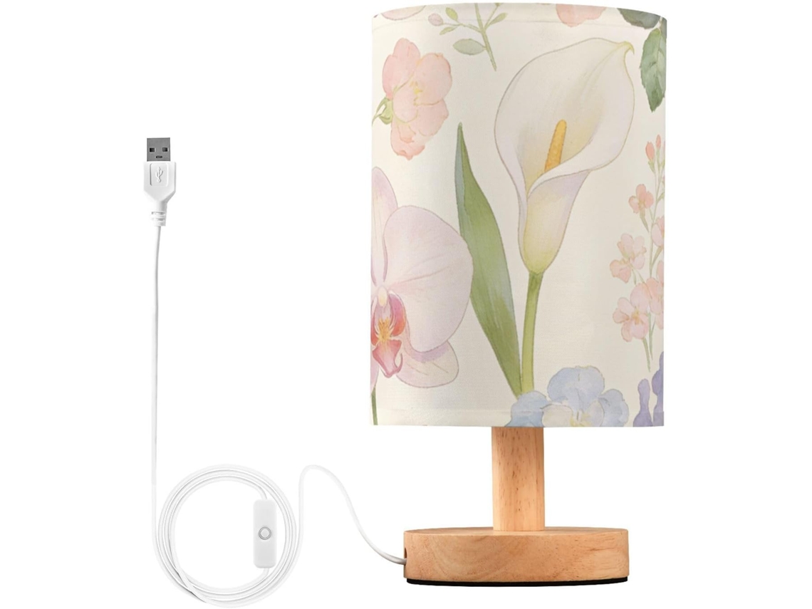 Luminária De Mesa Yuiboo Com Porta Usb Buquê Primavera Luz Noturna