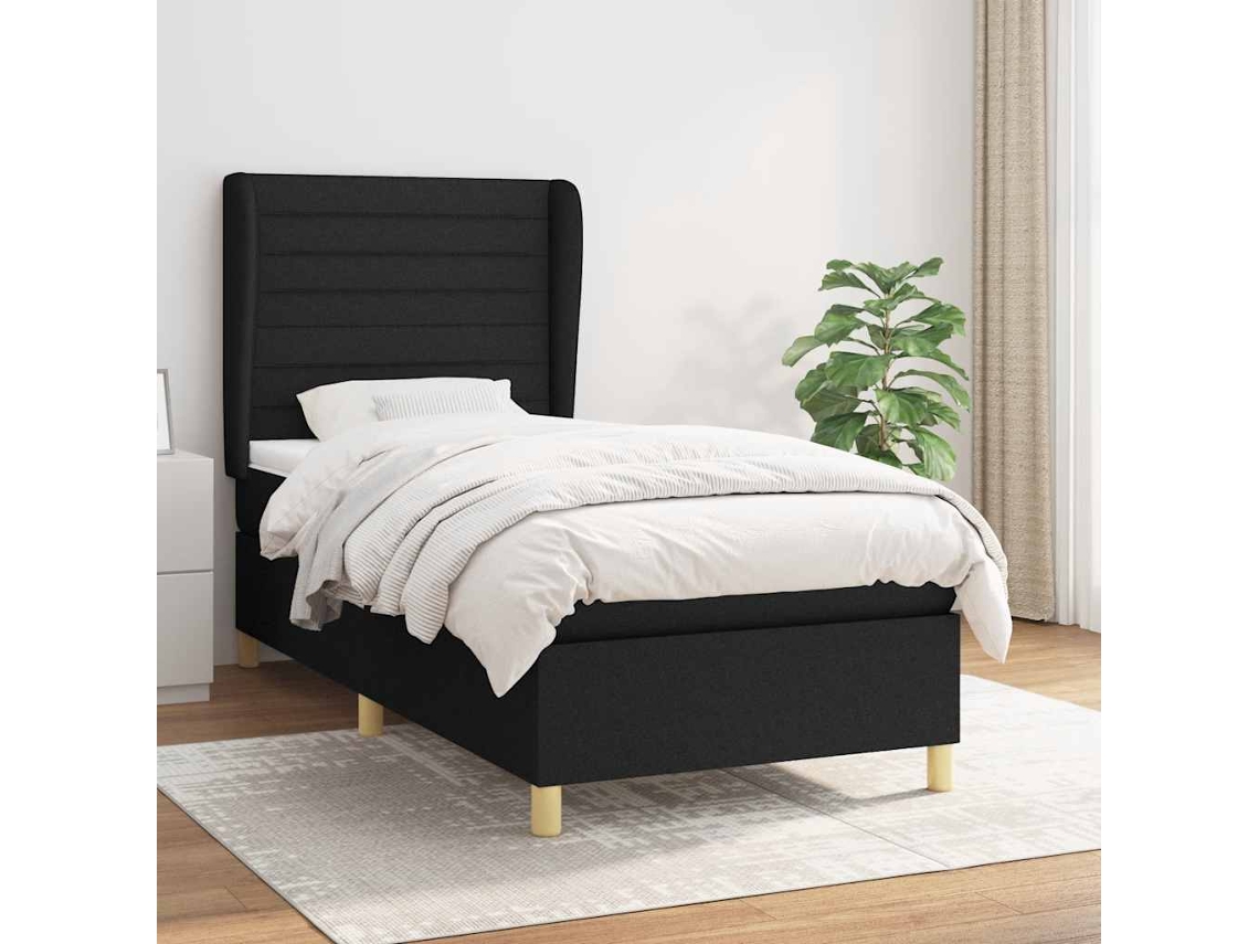 Vidaxl Cama com Molas/colchão 90x190 Cm Tecido Preto