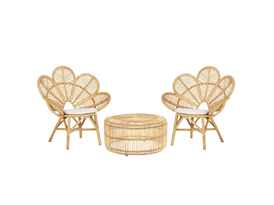 Conjunto bistrô BELIANI Florentine / limni de Rattan/vime Natural 95x68x107