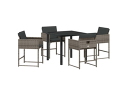 Conjunto 5 De Jantar Para Jardim Vidaxl Cinzento Vime Pe