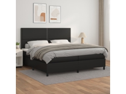 Vidaxl Cama Com Molas/colchão 200x200 Cm Couro Artificial Preto