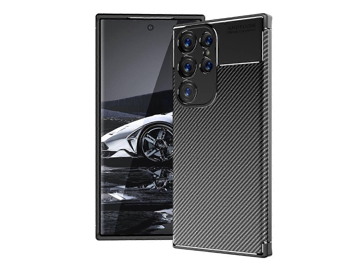 Capa De Celular Em Tpu Resistente A Impactos Com Textura De Fibra De Carbono Para Samsung Galaxy S23 Ultra 5g