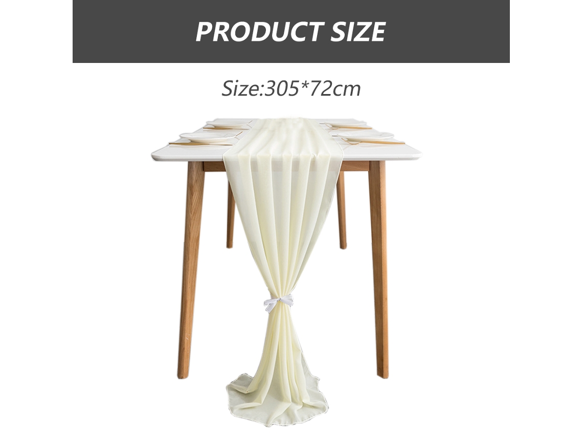 Corredor de Mesa Lindo 72 Cm * 305 Cm para Festa de Casamento Decoração de Chá de Panela Festa de Aniversário Bolo Decorações de Mesa Branco Marfim